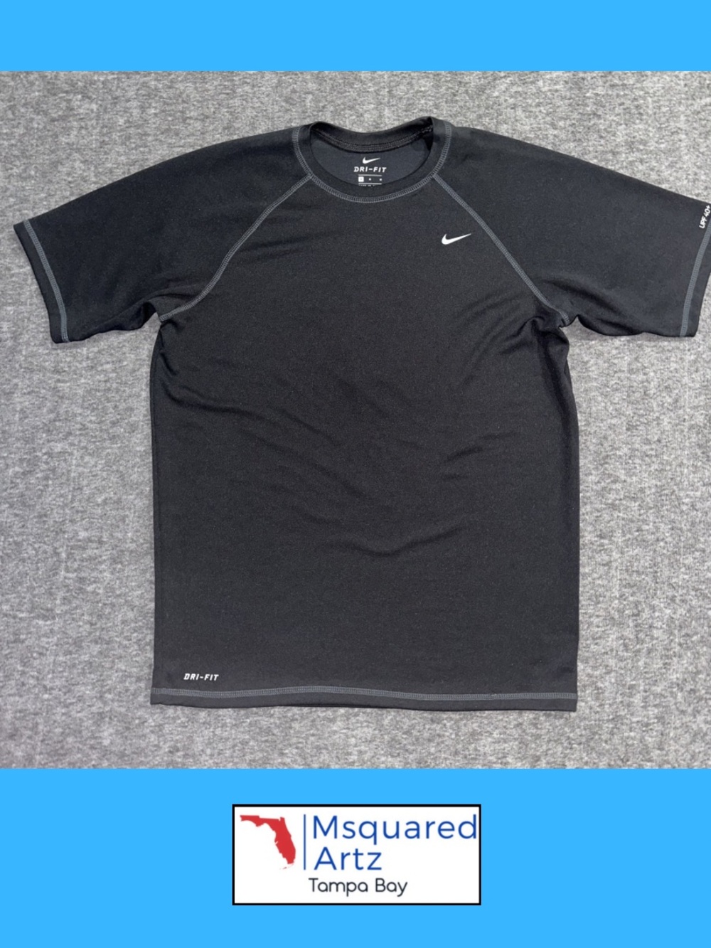 Nike Dri Fit UPF 40 Performance Athletic Shirt Black Mens Medium Tee